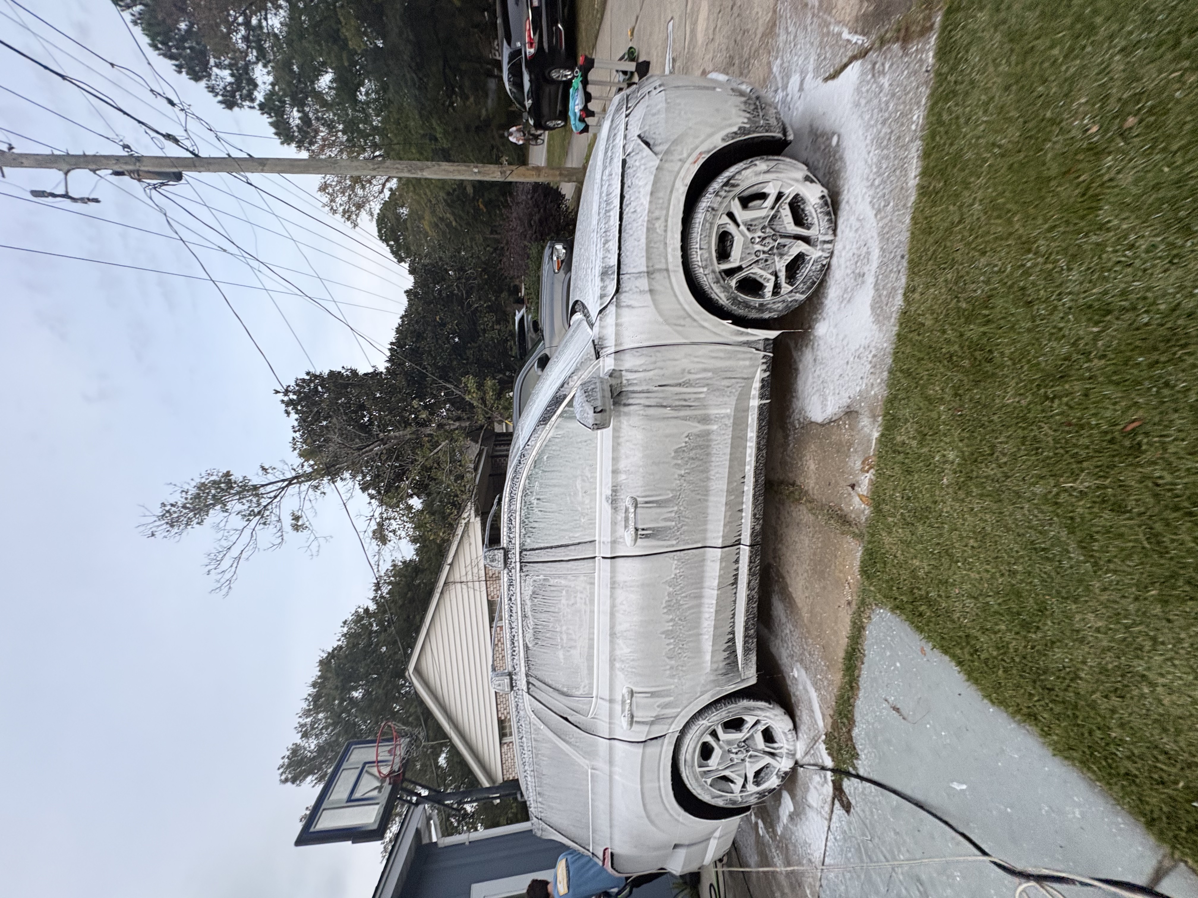 Eco-friendly detailing products on a car surface