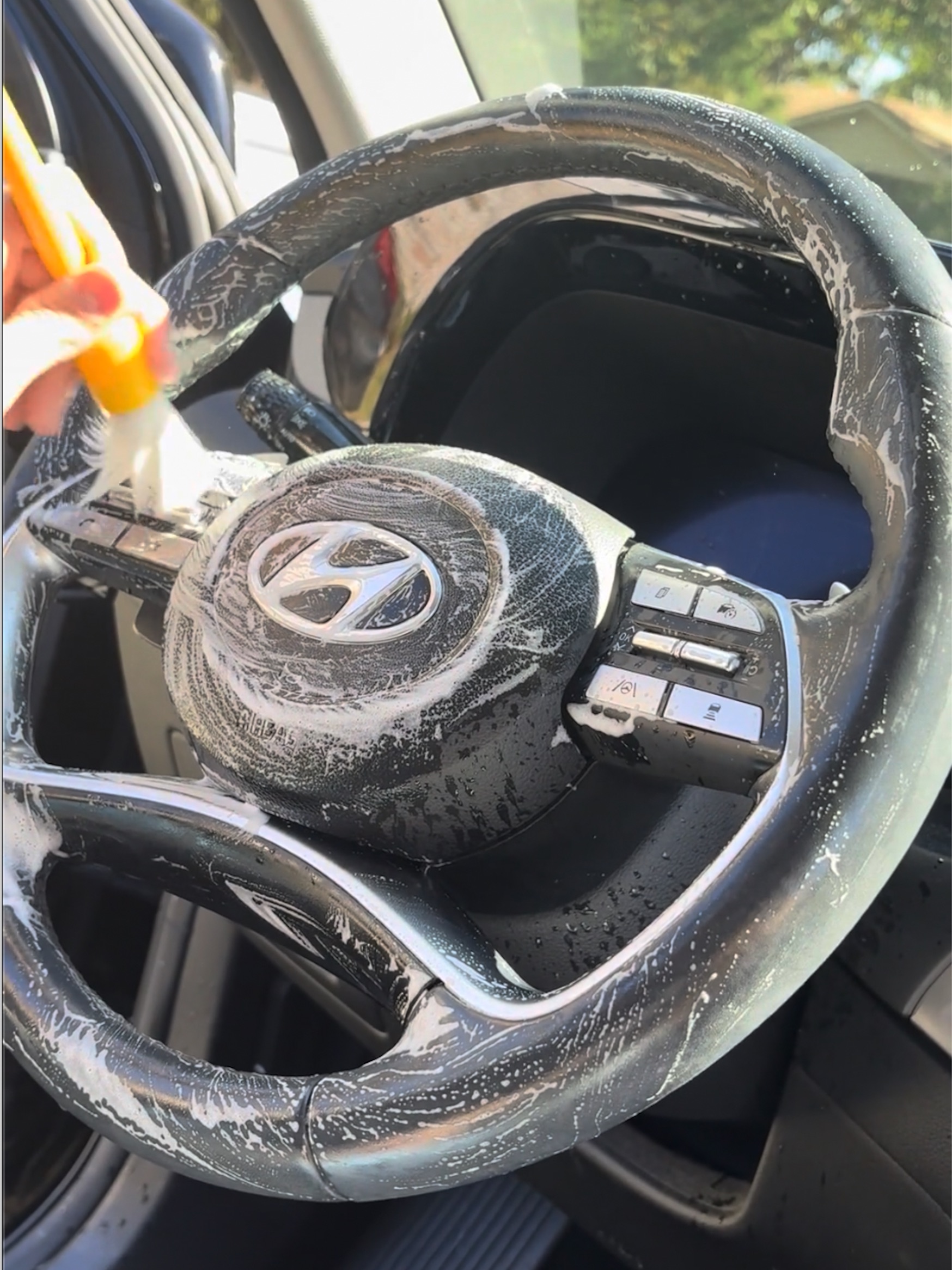 Interior detailing with steam cleaning and conditioning