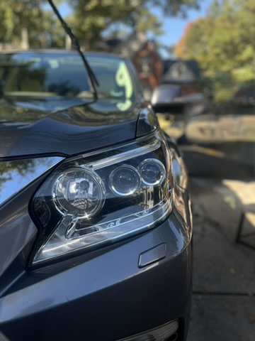 Lowcountry reflection scrubbing the front logo on an Acura SUV